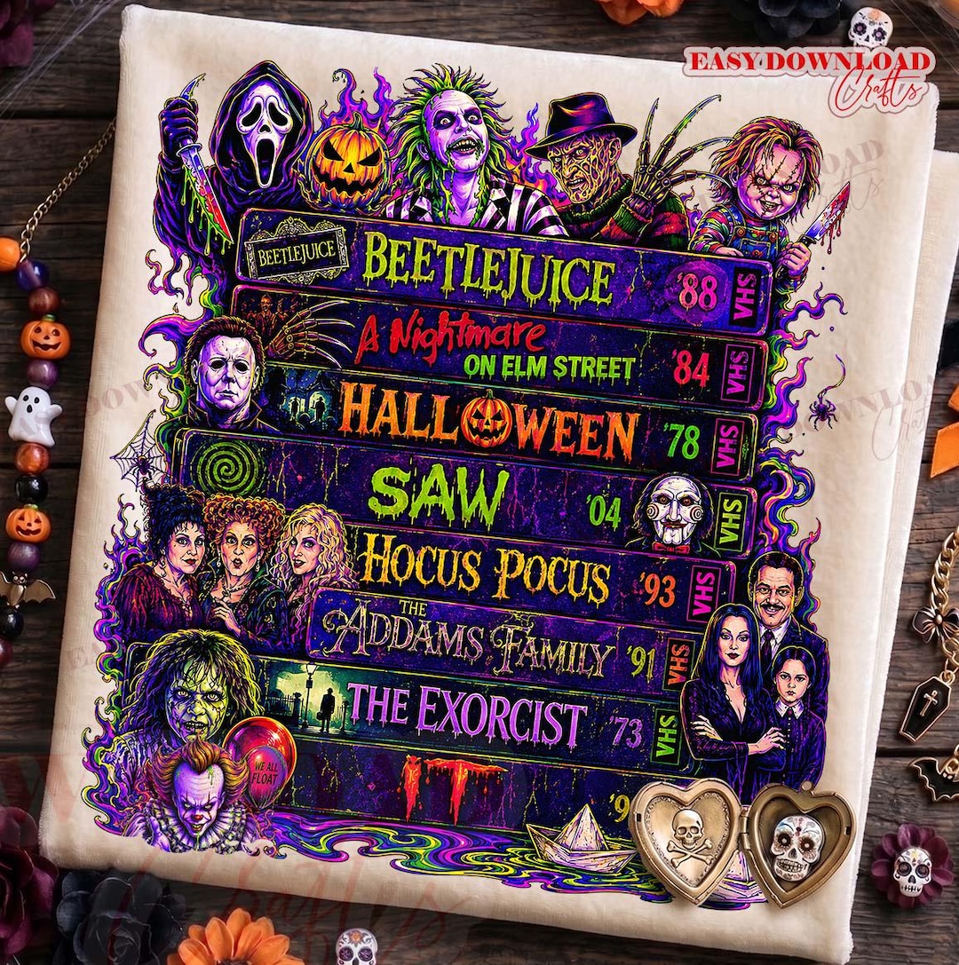 Funny 90s Halloween VHS PNG, Retro Halloween Movie VHS Tape Shirt Design Sublimation, 90s 