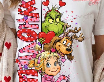 Valentine Green Guy png, Who Ville Trendy Valentine Sublimation design, Movies Mean Guy Friends Valentines day Girly Sweatshirt for her Png