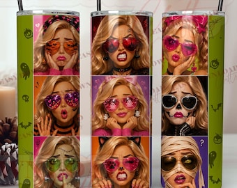 20oz Skinny Tumbler Doll Wrap, Trendy Viral Doll Filter Halloween Tumbler, Halloween Sublimation Tumbler Wrap, Doll Aesthetic Mug Wrap