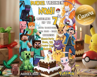 Trending Birthday Party Invitation Canva Template, Birthday Invite, Gamer Birthday Canva Template, Canva Gamer Birthday Invitation PDf,Jpeg