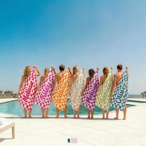 Personalized Retro Checkered Beach Towel: Wavy Summer Pool Towel