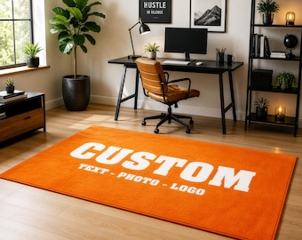 Personalized Chenille Rug, Custom Logo Photo and Text Floor Mat for Home and Business