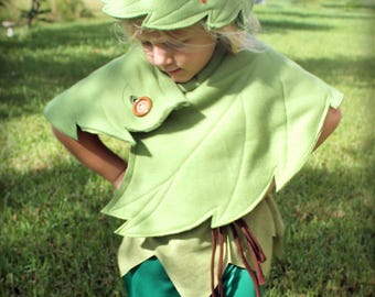 Tinker bell leave cape and leave hat winter outfit for toddlers, kids