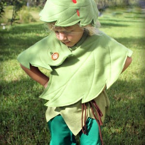 Tinker bell leave cape and leave hat winter outfit for toddlers, kids