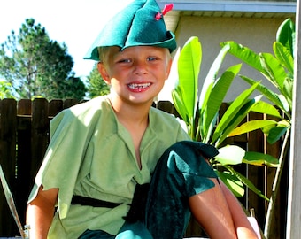 Peter Pan or Robin Hood inspired Boy Costume toddler through kids sizes up to 10 years old for boys