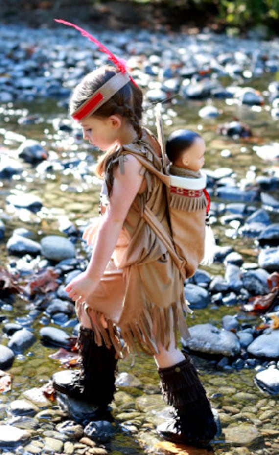 Native American Inspired Girl Costume Kids Brown Native American Inspired Girl Costume Kids Brown