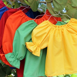 Children Peasant  Witch  Pirate costume shirt top  3/4  sleeved  for girls many different colors and kids sizes