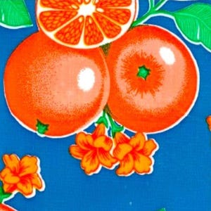 Oilcloth By The Yard Oranges Blue Oilcloth Fabric