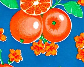 Oilcloth By The Yard Oranges Blue Oilcloth Fabric