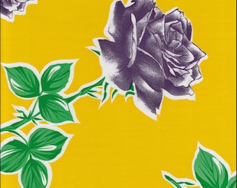 Roses on Yellow Oilcloth By The Yard