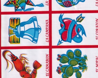 Oilcloth By The Yard Loteria Red Fabric