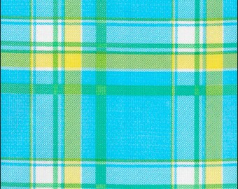 Plaid Oilcloth in Blue and Yellow