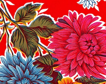 Oilcloth By The Yard Mum Red Fabric
