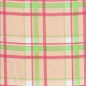 Plaid Oilcloth Fabric in Pink and Lime