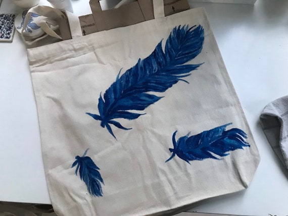 blue feather bag