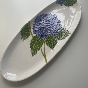 Etsy, hydrangea pottery, serving ware, handpainted ceramic serving oval platter image 2