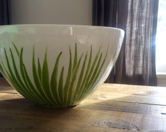 LARGE green grass serving bowl, pasta, salad bowl, centerpiece bowl
