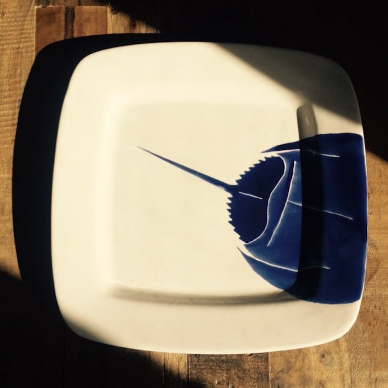 horseshoe crab Blue horseshoe crab square ceramic serving platter