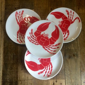 Dinnerware Set of 4, Nautical Red Crab Serving Plates, Dinner, Desert ...