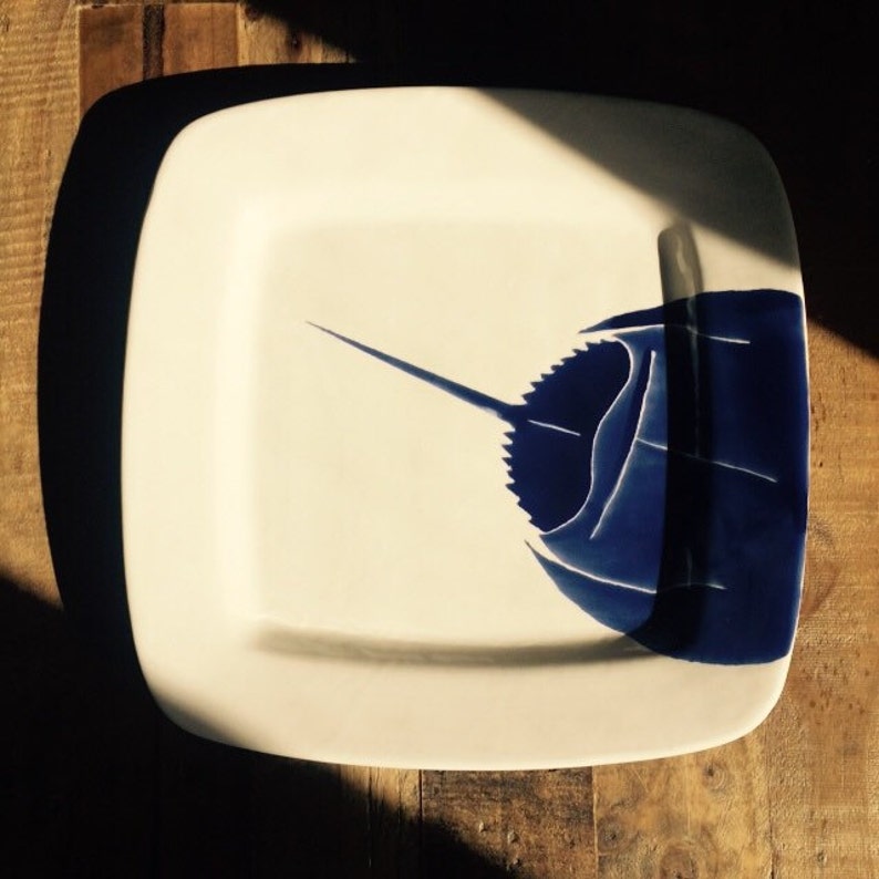 horseshoe crab Blue horseshoe crab square ceramic serving platter