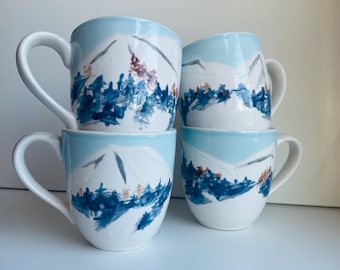 Mountain Views, ceramic mugs, set of two