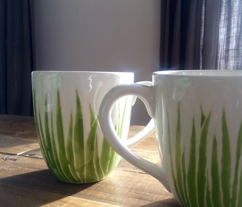 Green grass field coffee mugs coffee cups, tea cup set of 2 image 2