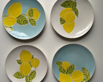 Etsy, Lemon tree, hand painted ceramic plates