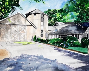 Custom watercolor home portraits