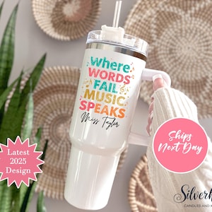 Custom Music Teacher Tumbler 40oz Tumbler with Handle Gift for Music Teacher Appreciation Gift Music Teacher Travel Mug Music Teacher