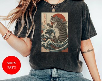 Catzilla Comfort Colors T-shirt, Cat Lover Graphic Tee
