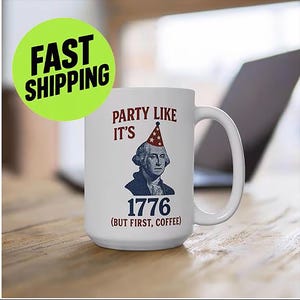 July 4th Gift Revolutionary War Mug Ceramic Coffee Cup Vintage Colonial 1776 Patriotic USA Tea Cup