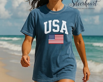 Comfort Colors American Flag T-Shirt: Patriotic USA Pride Tee