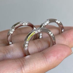 14k Solid Gold Full Eternity Band / Round Cut Moissanite Wedding Ring / Stackable Infinity Ring / Anniversary Band