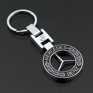 1 llavero de metal Mercedes Benz de alta calidad azul/plateado o negro/plateado de primera calidad