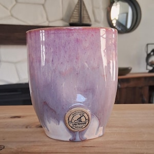 Pink purple Handmade Ceramic Cup: Dimpled Pottery, Handmade Ceramic Cup – 12 oz