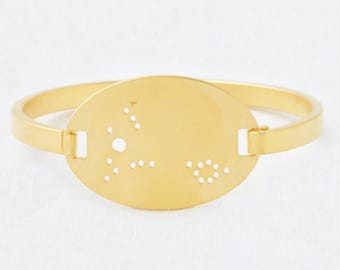 14k Pisces Gold Dipped Zodiac Constellation Oval Bracelet