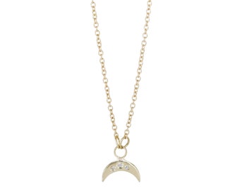 Crescent Horn Necklace with Diamonds