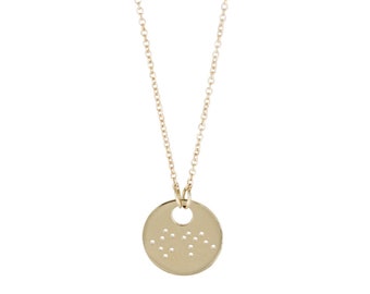 Aquarius Constellation Necklace, Sterling Silver or 14k Yellow Gold