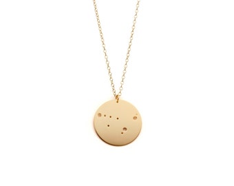 1.25" Capricorn 14k Gold Dipped Zodiac Constellation Necklace