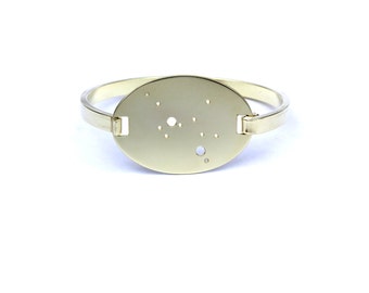 Brass Swing Top Sagittarius Zodiac Constellation Oval Bracelet