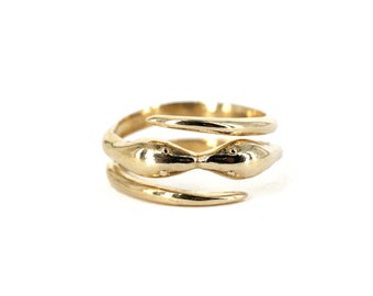 Kissing Snakes Brass Ring