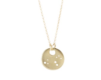 Leo Constellation Necklace, Sterling Silver or 14k Yellow Gold