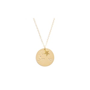 7/8 Pisces 14k Gold Dipped Zodiac Constellation Charm Necklace image 1