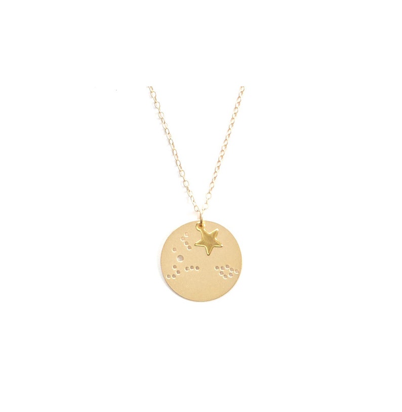 7/8 Pisces 14k Gold Dipped Zodiac Constellation Charm Necklace image 1