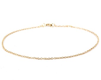 Thin Cable Chain Bracelet, Sterling Silver or 14k Yellow Gold