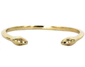 2 Headed Brass Snake Cuff Bracelet