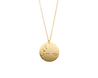 1.25" Pisces 14k Gold Dipped  Zodiac Constellation Necklace