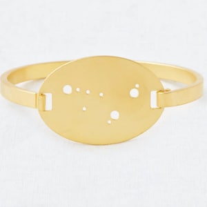 14k Gold Dipped Swing Top Capricorn Zodiac Constellation Oval Bracelet