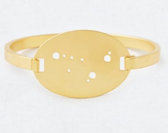 14k Gold Dipped Swing Top Capricorn Zodiac Constellation Oval Bracelet