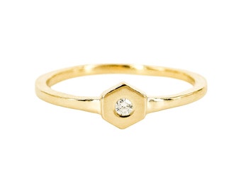 April Birthstone Hexagon Ring - Diamond